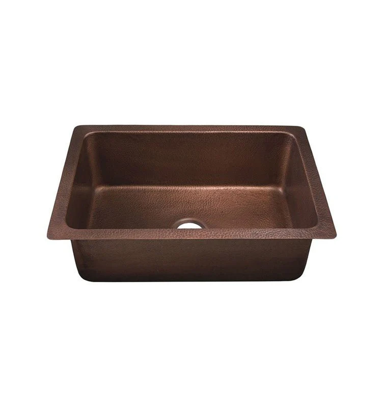 Dakota Sinks DSE-HC2318 Signature Elements Series 22 3/4 Inch Handmade Copper Single Bowl Undermount Kitchen Sink - Hammered Copper - Rcy 3d