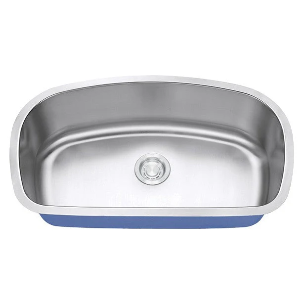 Dakota Sinks DSR-3319 Signature R-Series 32 1/2 Inch Standard Radius Single D-Bowl Undermount Stainless Steel Kitchen Sink with Bottom Grid - Satin Brushed Nickel - Rcy 3d