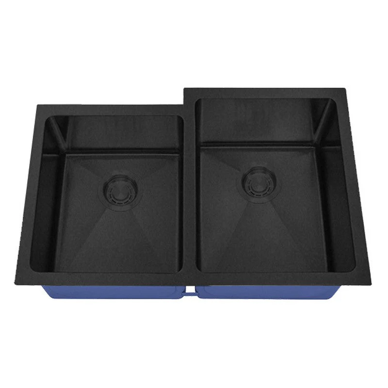 Dakota Sinks DSM-4060-1 Signature M-Series 30 3/4 Inch Micro Radius 40/60 Offset Double Bowl Undermount Kitchen Sink with Bottom Grid - Rcy 3d