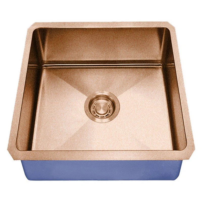 Dakota Sinks DSM-1616 Signature M-Series 16 Inch Micro Radius Single Bowl Undermount Kitchen Bar Sink with Bottom Grid, Satin Brushed Nickel - Rcy 3d
