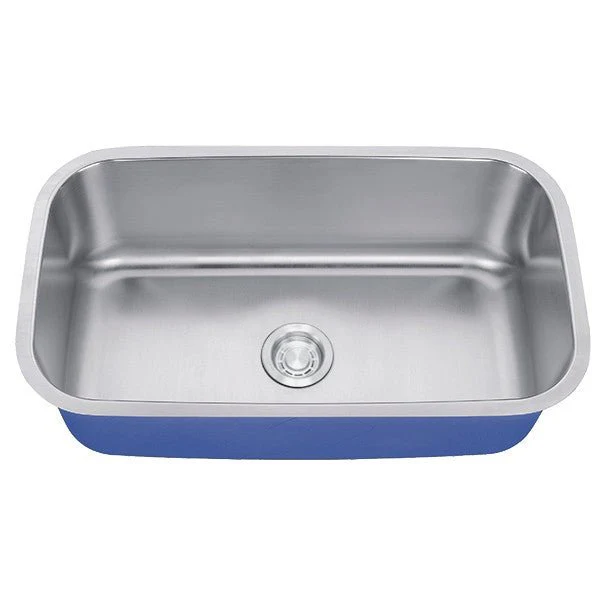 Dakota Sinks DSR-3018 Signature R-Series 30 Inch Standard Radius D-Single Bowl Undermount Stainless Steel Kitchen Sink with Bottom Grid - Satin Brushed Nickel - Rcy 3d
