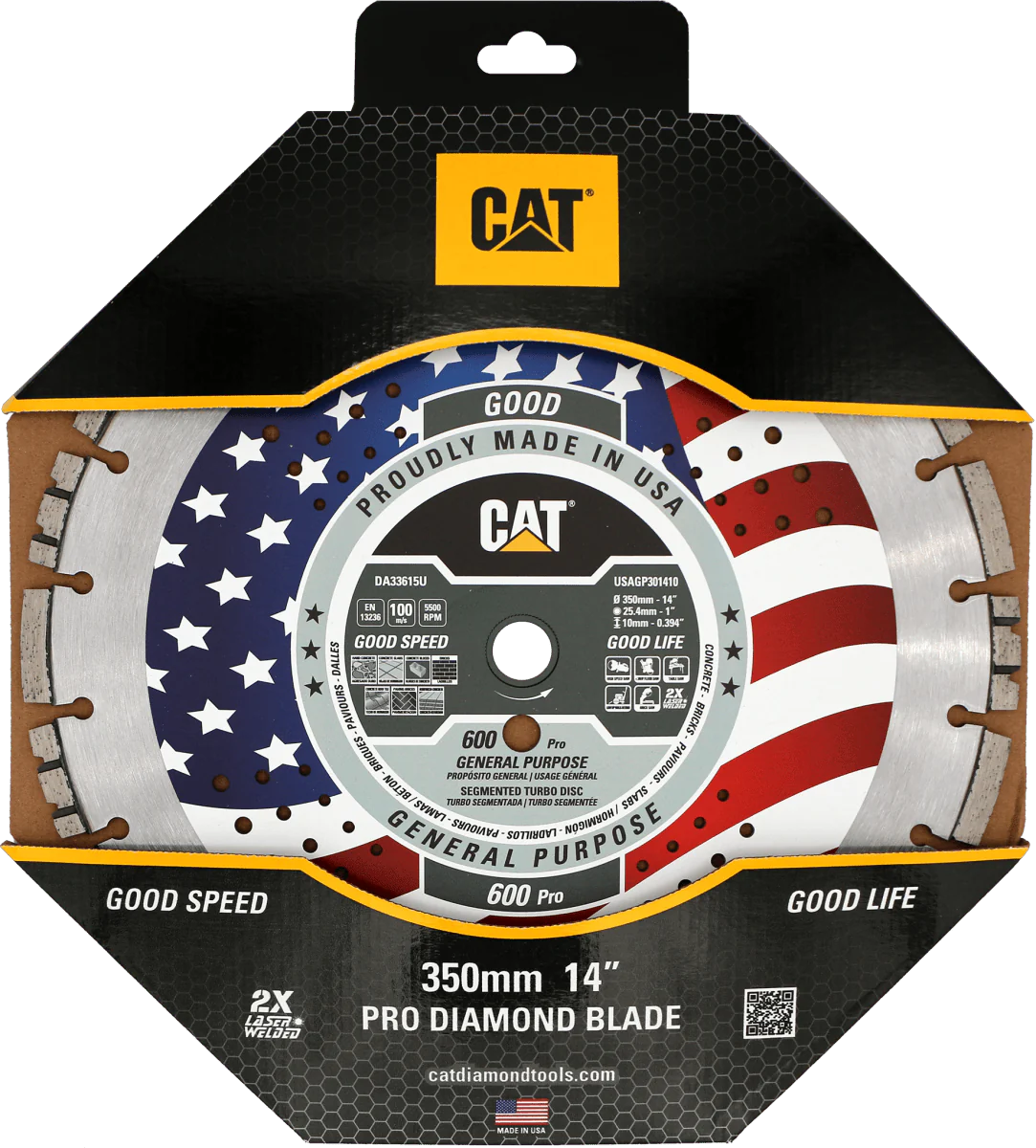 Cat® 600 Pro General Purpose Diamond Blade - 10mm Segment - Rcy 3d