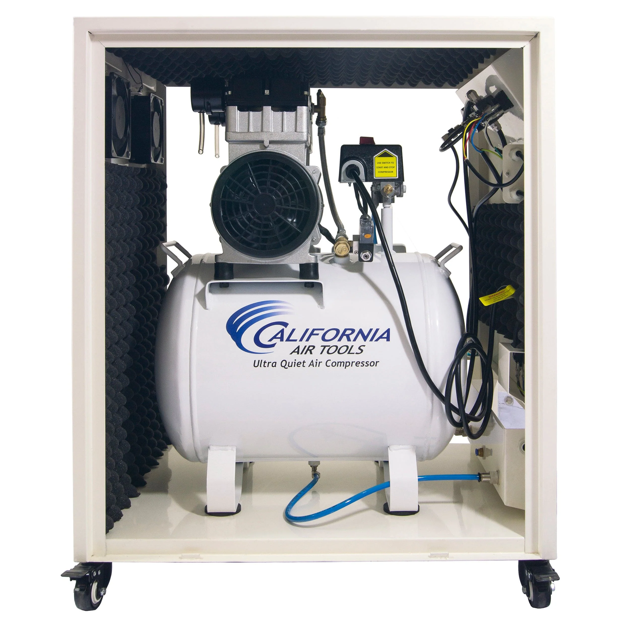 2HP 10 Gallon Oil-Free Steel Tank Air Compressor in Soundproof Cabinet - Rcy 3d
