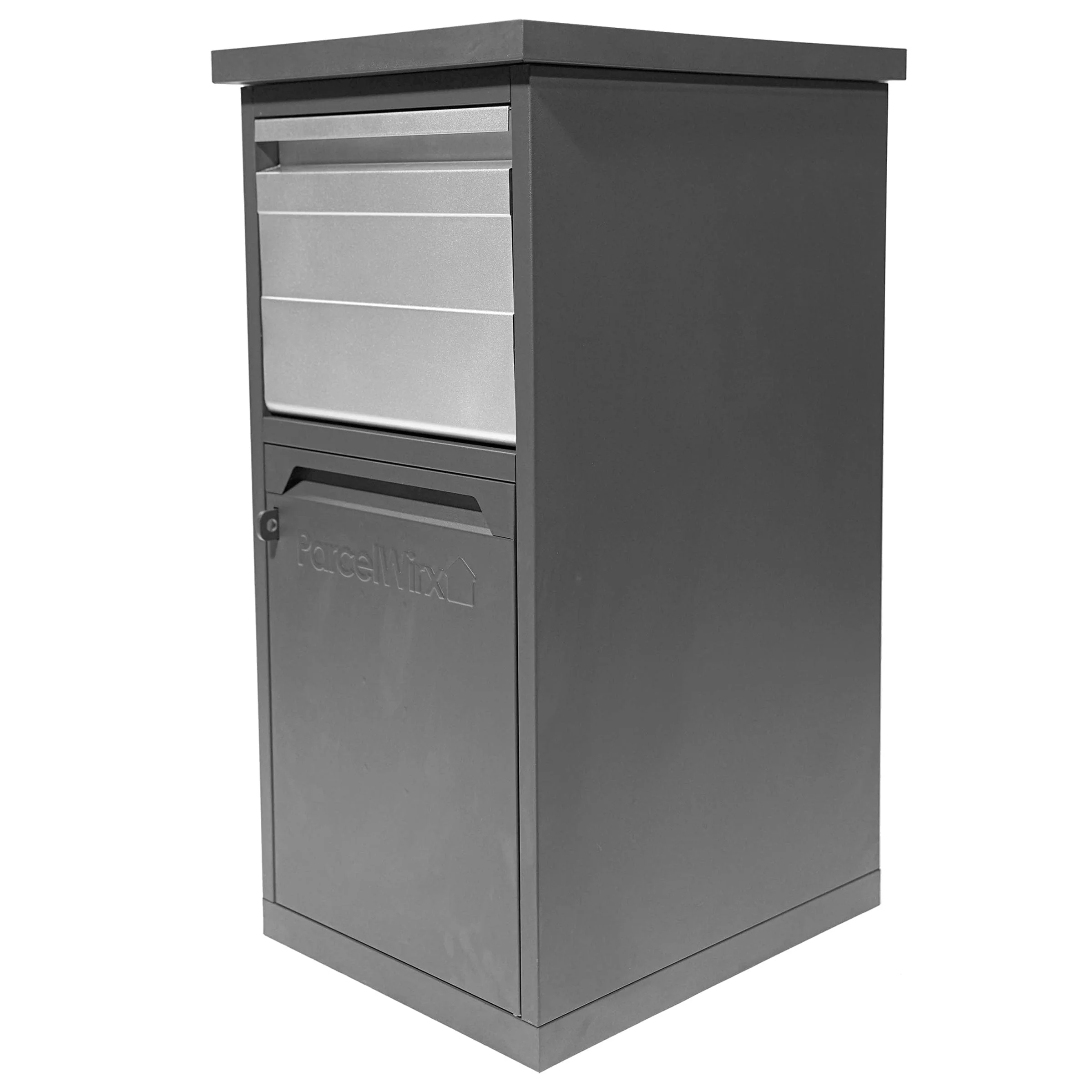 ParcelWirx Lockable Package Delivery Box with Parcel Chute Graphite - Rcy 3d