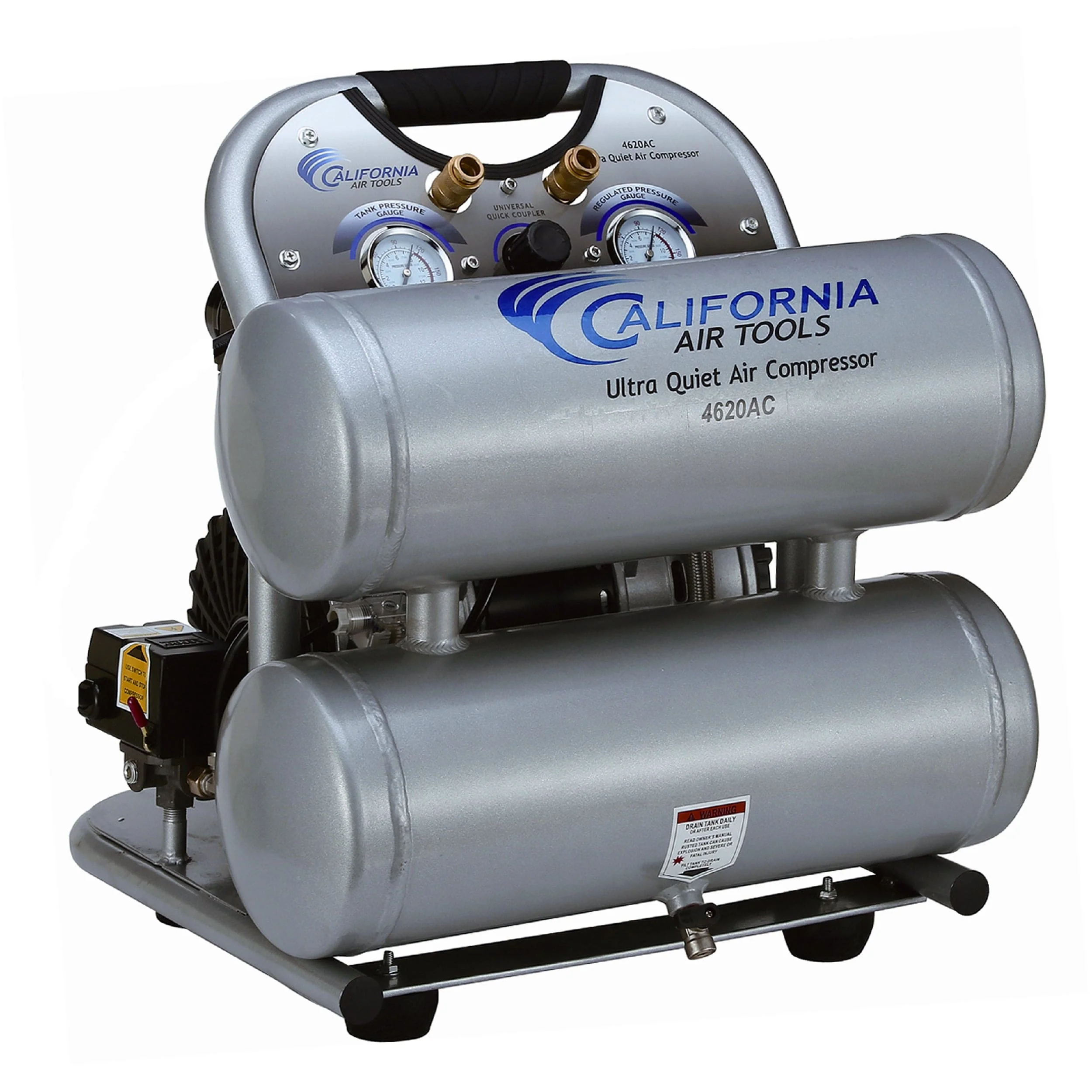 2HP 4.6 Gallon Oil-Free Twin Aluminum Tank Air Compressor - Rcy 3d