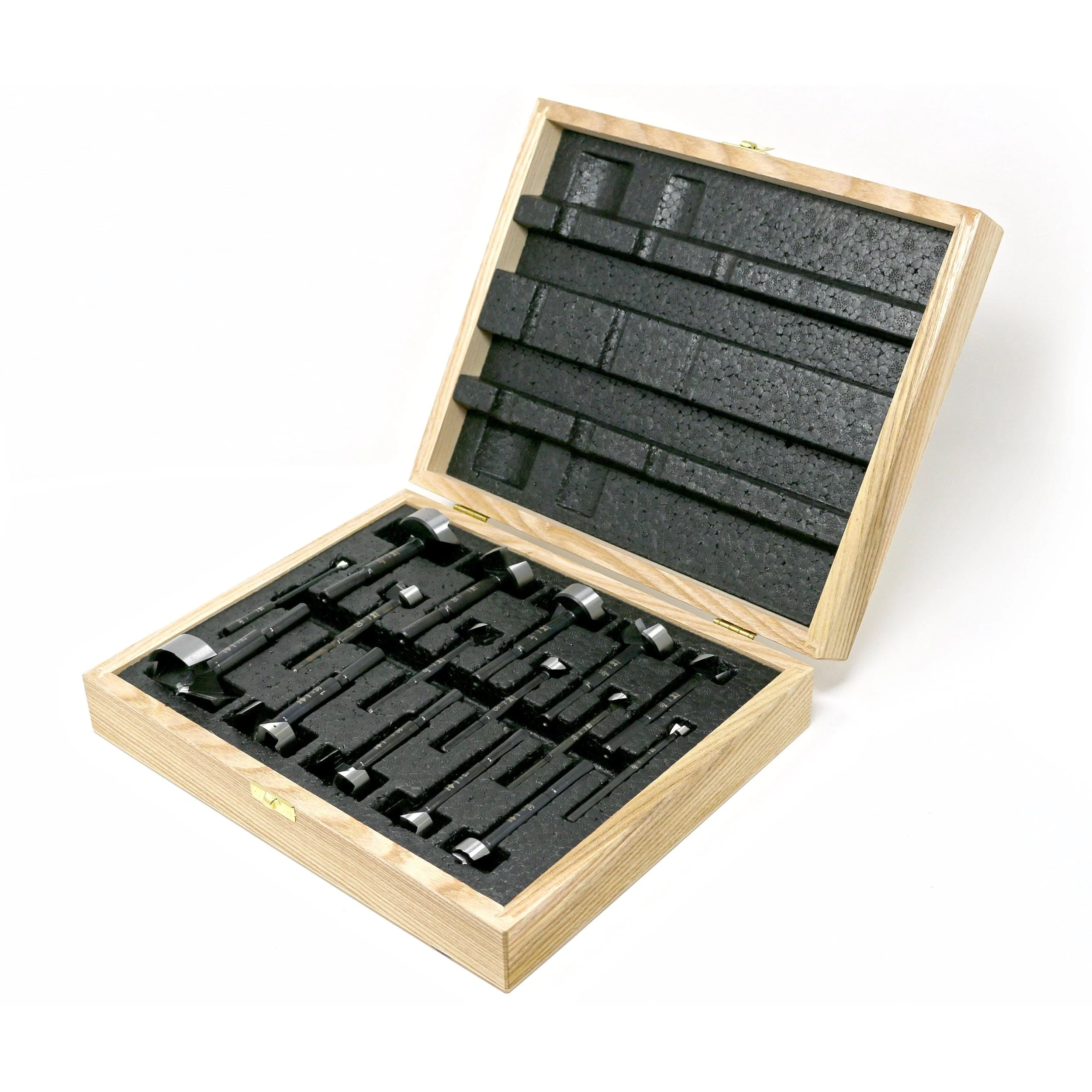Black Shark Forstner Bit Set In Wooden Box - Imperial and Metric - 16 Piece - Rcy 3d