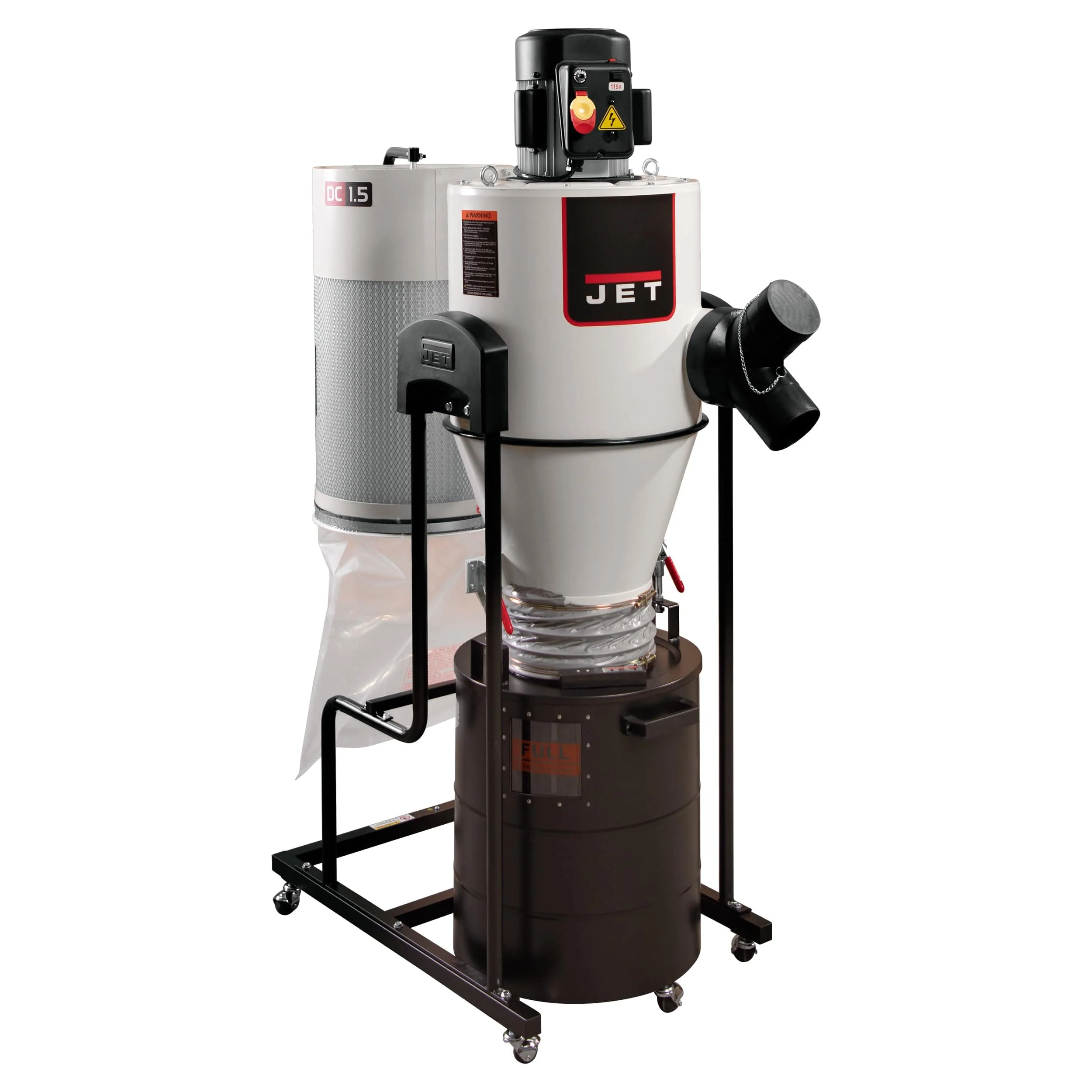 Cyclone Dust Collector with 2-Micron Canister Filter - 1-1/2 HP 1 Ph 115V - JCDC-1.5 - Rcy 3d