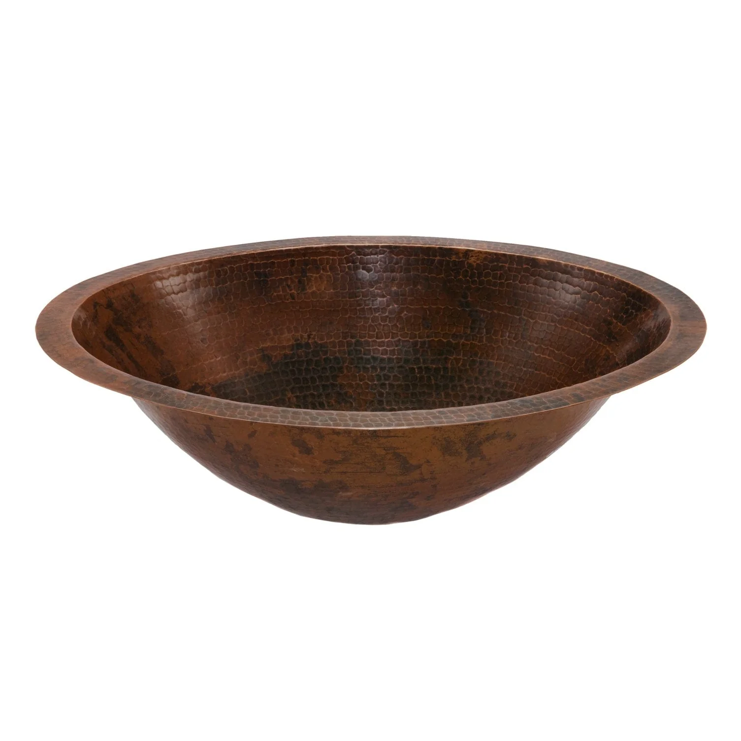 Master Bath Oval Under Counter Hammered Copper Bathroom Sink - Rcy 3d